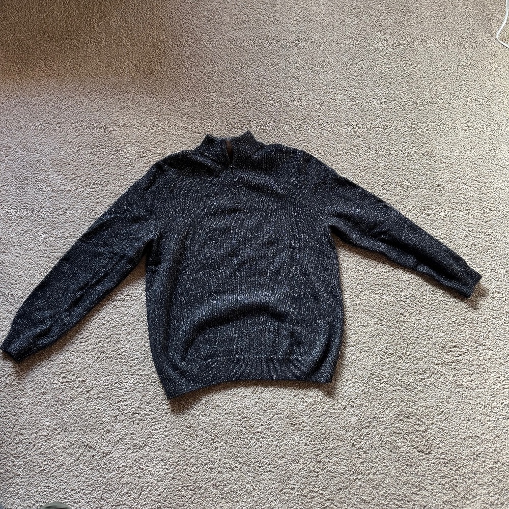 Chaps Knit Quarter Zip Sweater – Men’s XL (Fits Like M) – Charcoal Gray